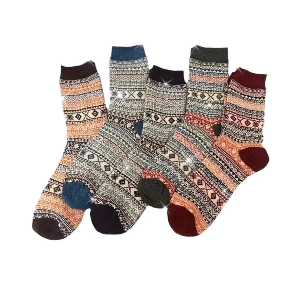 NEW 5 Pairs Geometric Pattern Socks Women's Size 9-11